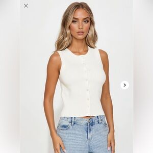 White Sleeveless Cardigan Vest